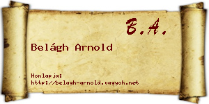 Belágh Arnold névjegykártya